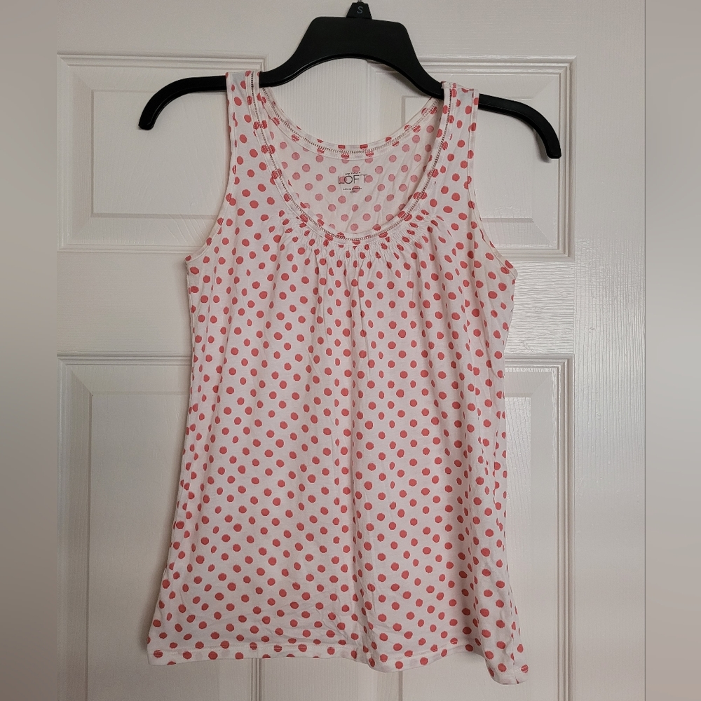 LOFT Polka Dot Tank/Shell with Neckline Detail!